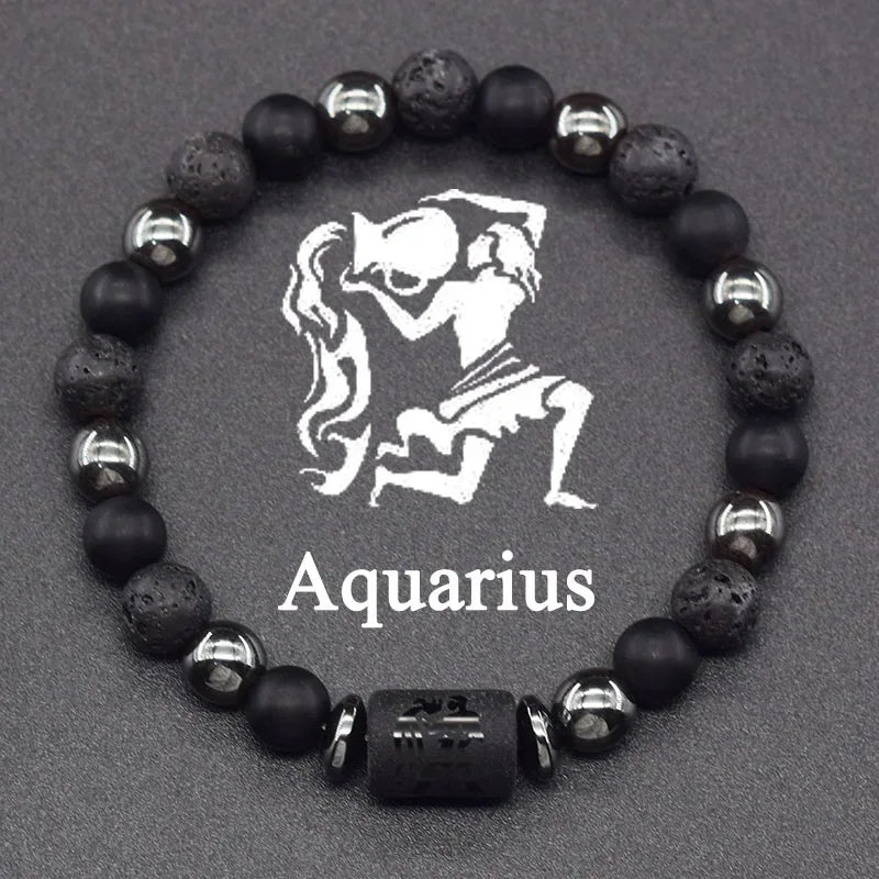🌌 The "Celestial Identity" 12 Constellation Bracelet: Zodiac Charm & Personality Talisman (Unisex) 13 Aquarius 8mm Beads