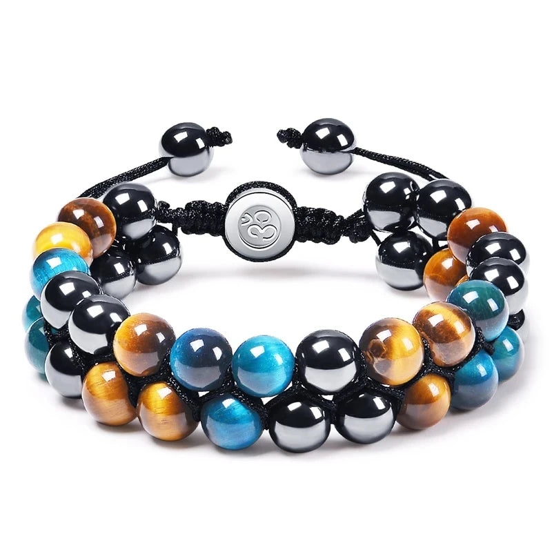 🛡️ Triple Protection Bracelet: Tiger Eye, Black Obsidian & Hematite 8mm Beads – Ultimate Energy Shield, Grounding & Healing Crystal Bangle for Men & Women 8MM-Bead Bracelet-2