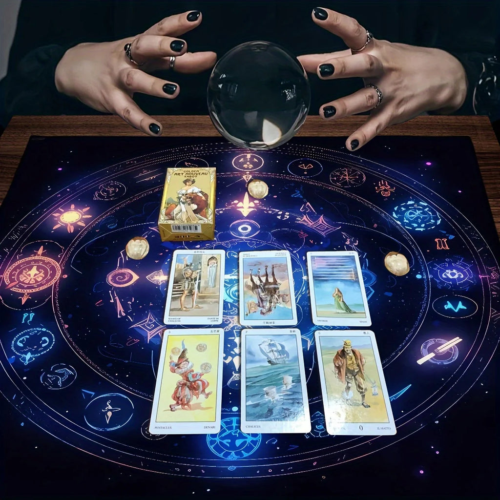 🃏 VIKAMA Mystic Tarot Table Mat – Astrology Altar Cloth & Themed Party Tabletop Decor for Witchy Home Styling