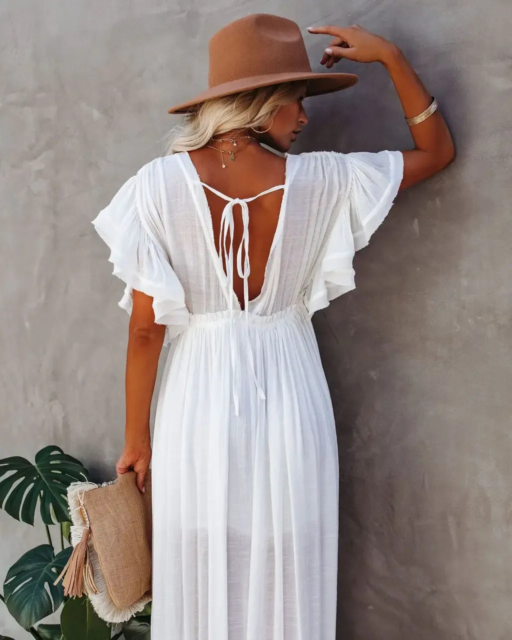Summer Bikini Cover Ups for Women - V-Neck Kimono Beach Dresses with Lace-Up Detail and Sun Protection Features