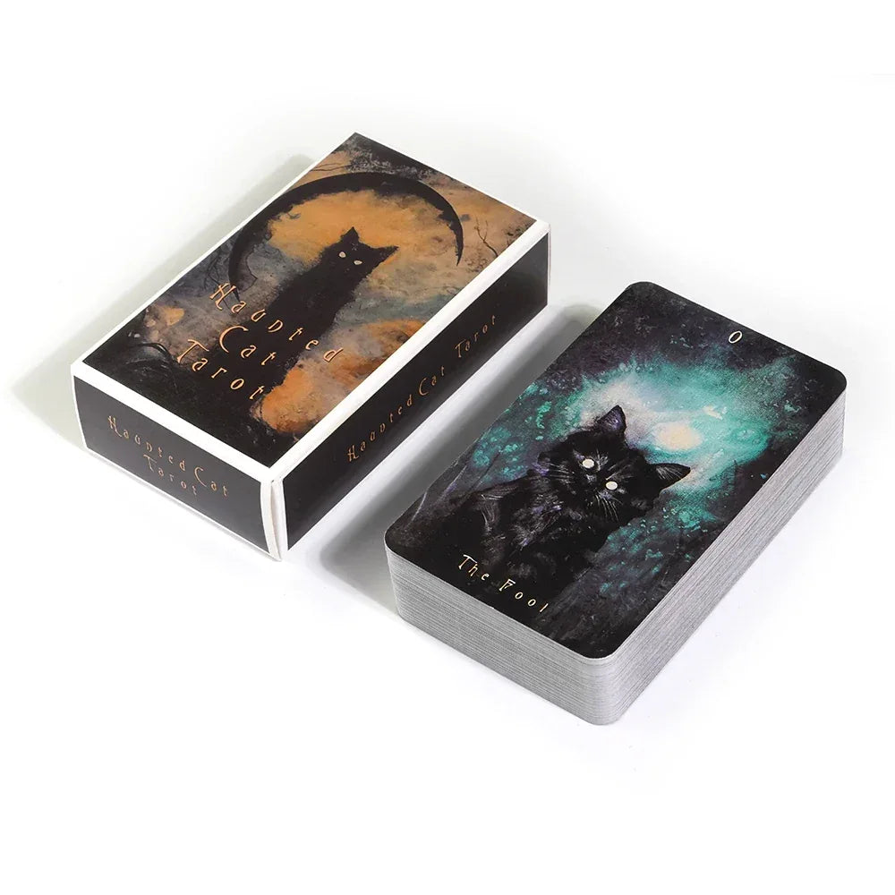 Haunted Cat Tarot Deck – 78-Card Deck with Surreal Fantasy Feline Art for Family Board Games and Parties