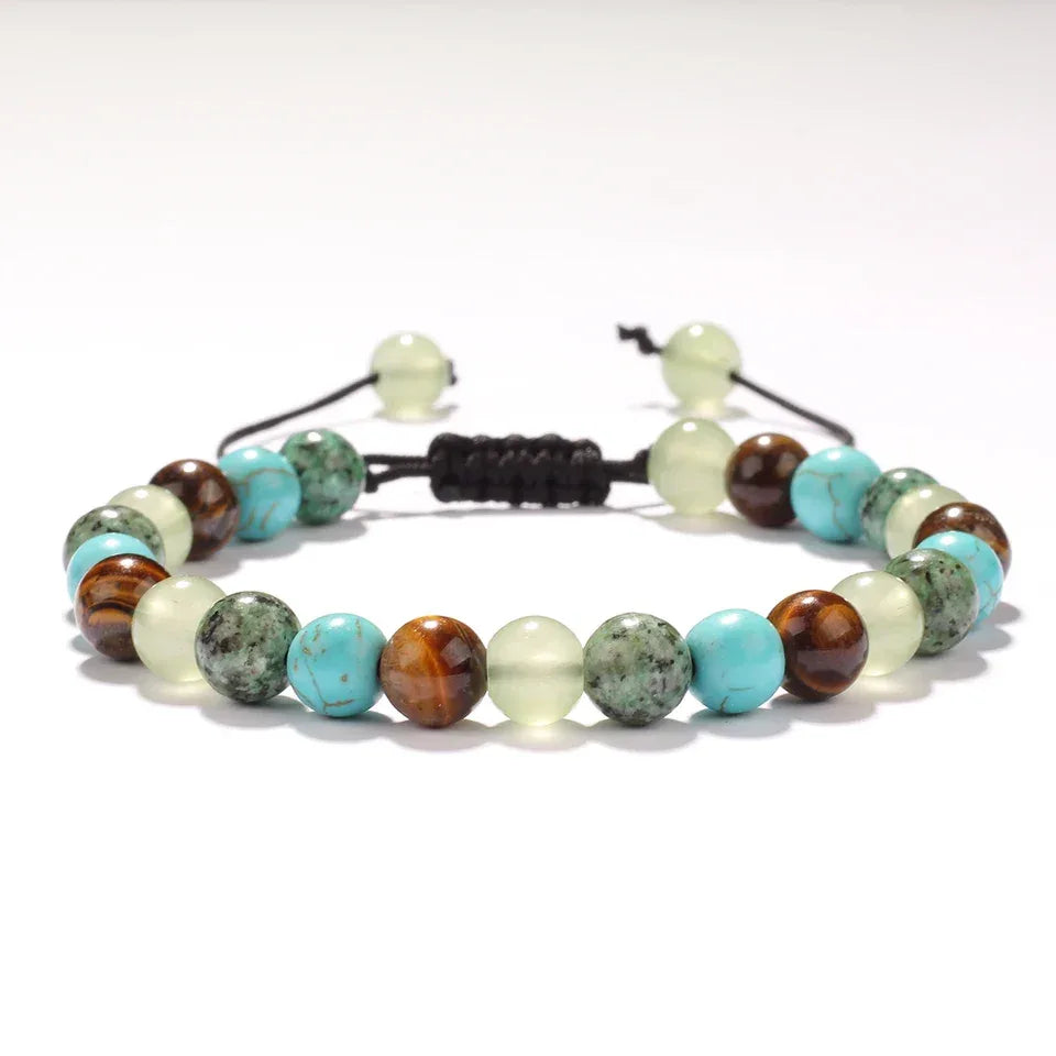 ✨ Classy Winter Jewelry – Yellow and Green Tiger Eye with African Pine Natural Stone Bracelet – Anxiety Relief for Family, Perfect Daily and Christmas Gift