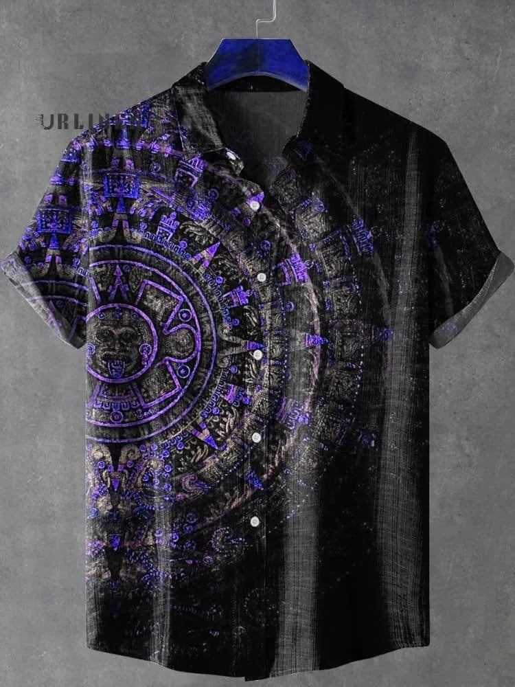 🌍 The Ancestral Totem Heritage Edition: Premium Men’s Retro African Tribal Shirt – High-Definition Digital Print, Breathable Organic Cotton-Linen Blend, and Sophisticated Street-Trend Button-Down SFQQQD1136