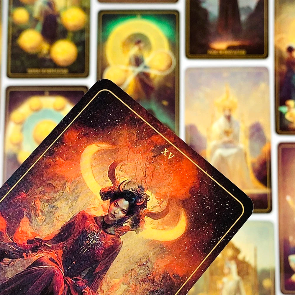 🃏 High-Quality Tarot Deck with Tin Box Packaging – 78 Cards with Gilded Edges and Paper Guidebook for Fate Divination, Party Games, and Holiday Fun