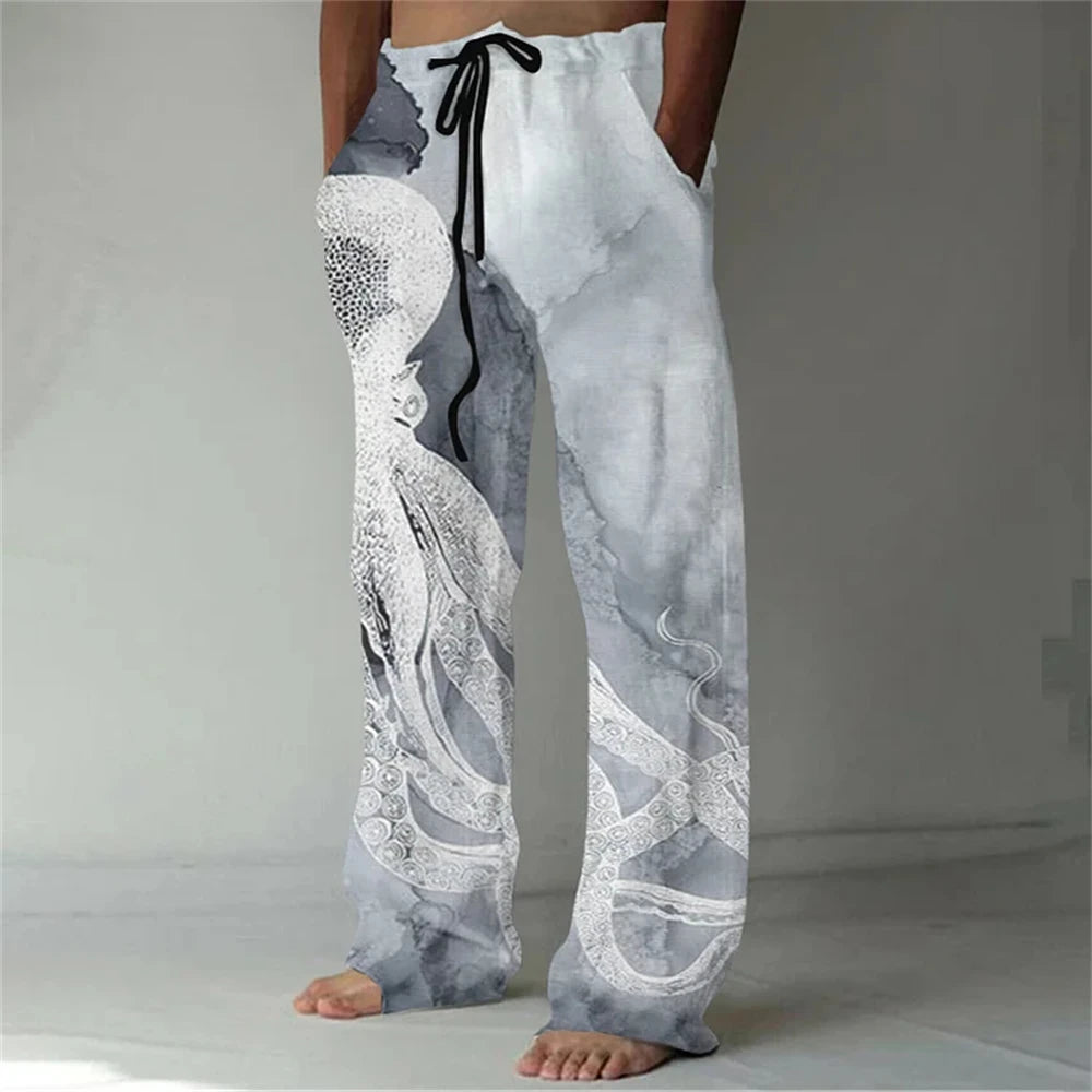 ✨ The Zen Master 3D Bamboo-Infused Linen-Blend Trousers: Premium Men's Casual Loose-Fit Joggers with Hyper-Realistic Nature Prints, Adjustable Drawstring, and Multi-Functional Utility Pockets