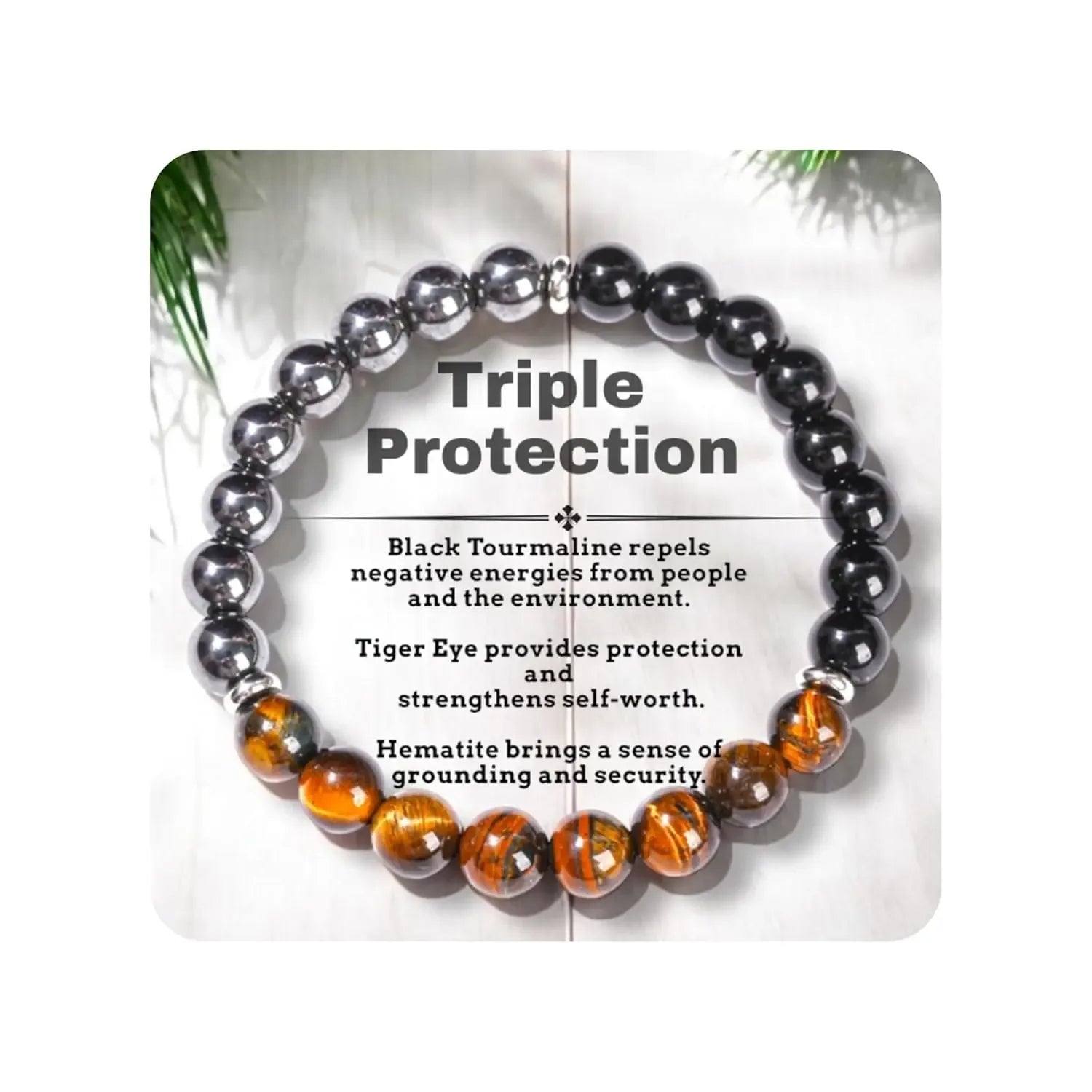 ✨ Classy Natural Stone Tiger's Eye & Obsidian Beaded Bracelet – Elegant Black Jewelry for Men – Perfect Brother Christmas Gift & Pulseras Mujer