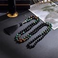 🌿 The "Evolution" 108 Mala: African Turquoise, Tiger Eye & Onyx Knotted Meditation Necklace