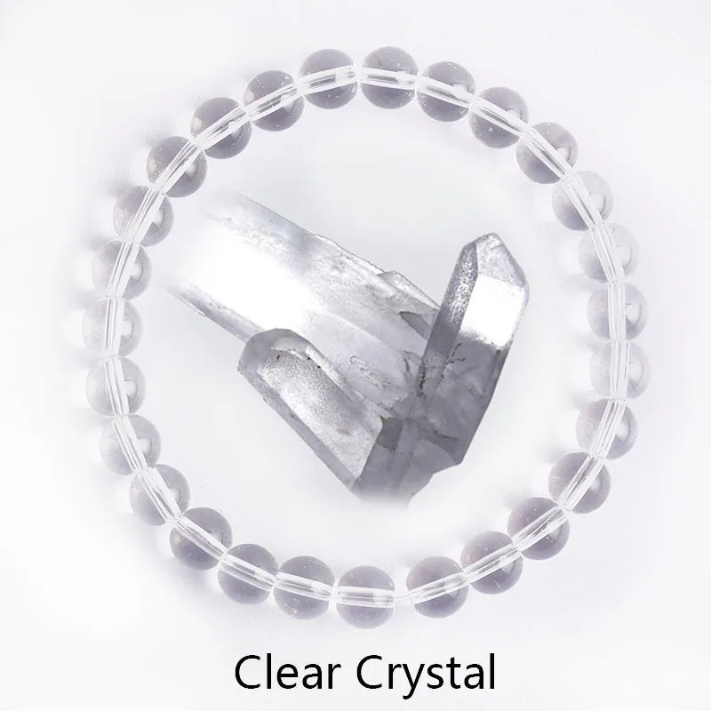 ✨ Natural Stone Protection Bracelet – Dragon Blood Beads, Quartz & Onyx Stretch Jewelry for Men & Women – Healing Reiki & Yoga Energy Bracelet 38 Clear Crystal