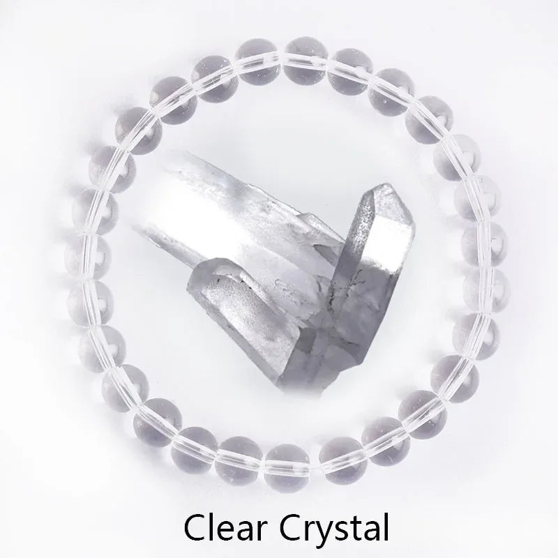 ✨ Natural Stone Protection Bracelet – Dragon Blood Beads, Quartz & Onyx Stretch Jewelry for Men & Women – Healing Reiki & Yoga Energy Bracelet 38 Clear Crystal