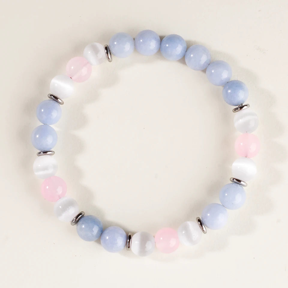 ✨ Elegant Natural Stone Tiger’s Eye Round Bead Bracelet – Four Seasons Striped Colorful Brazalete for Women & Men