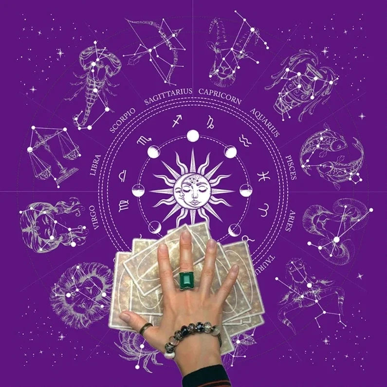 🎲 Square Shape Pendulum Divination Altar Tablecloth | Tarot Pad & Rune Table Cloth – Astrology Oracle Board Game Mat A