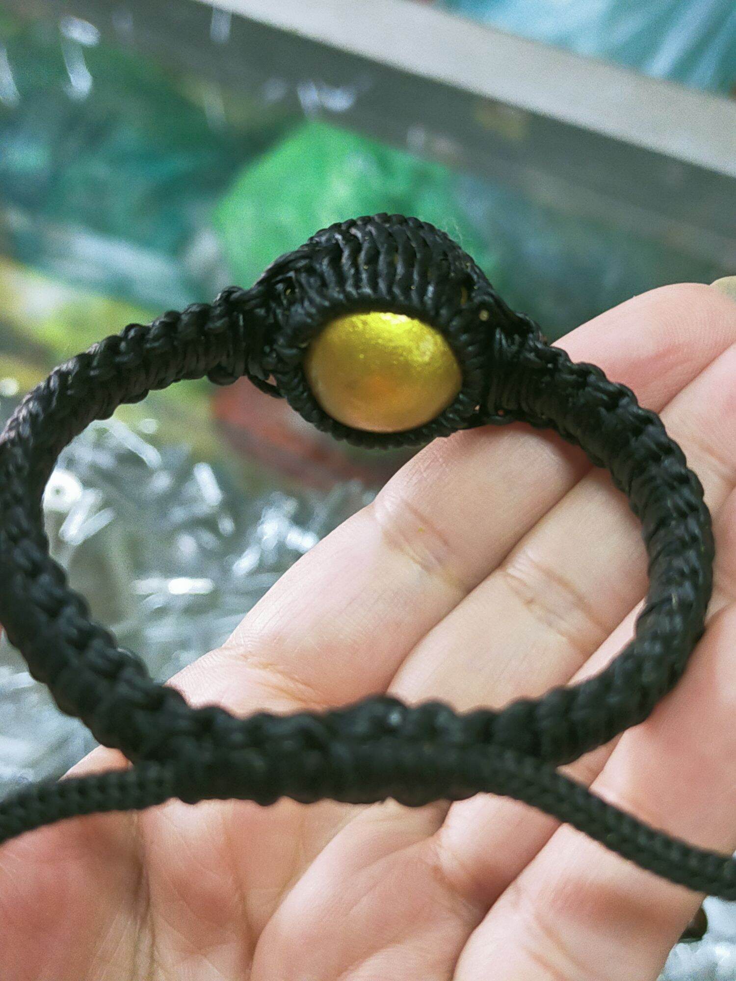 Authentic Braided Cord Bracelet with Luk Om Plik Duang by Luang Pu Sila - Spiritual Luck and Protection Charm