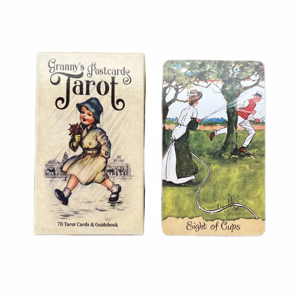 📮 Granny’s Postcards Tarot Deck – 78 Unique Vintage Postcards | Fortune Telling Card Game | English Guidebook Included | Family & Party Deck