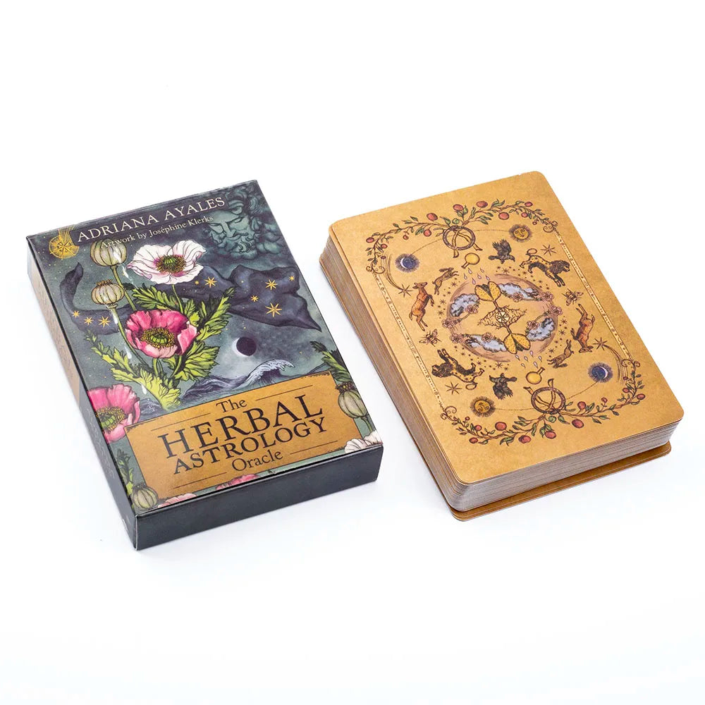 Herbal Astrology Oracle Board Game Deck – 55 Cards for Alchemizing Ancient Plant Healing and Astrological Wisdom (10.4x7.4 cm)