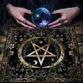 Pentagram Flowers & Plants Tarot Card Tablecloth Polyester Moon Tree of Life Altar Cloth Pagan Starry sky Divination Home Decor TLB (921)