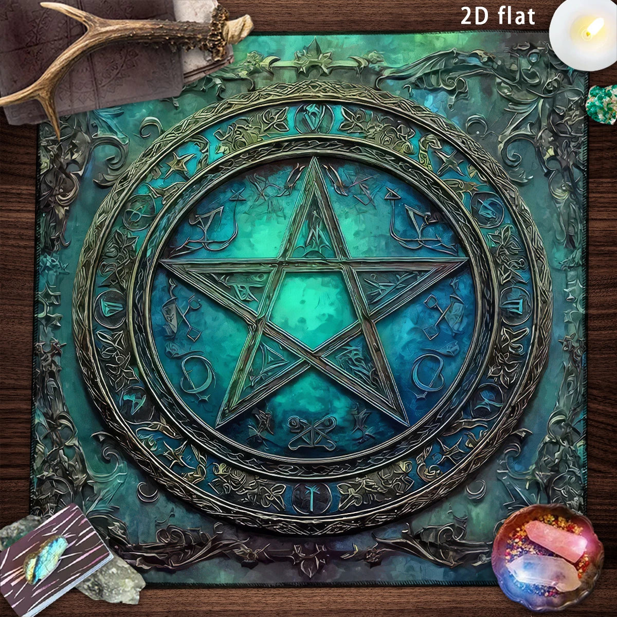 ✨ The Mystic Tides Altar Edition: Premium Gothic Pentagram Tarot Tablecloth – Professional Grade Divination Mat, Mystical Blue-Green Ombre Palette, and Reinforced Pagan Witchcraft Ritual Cloth TLB (990)