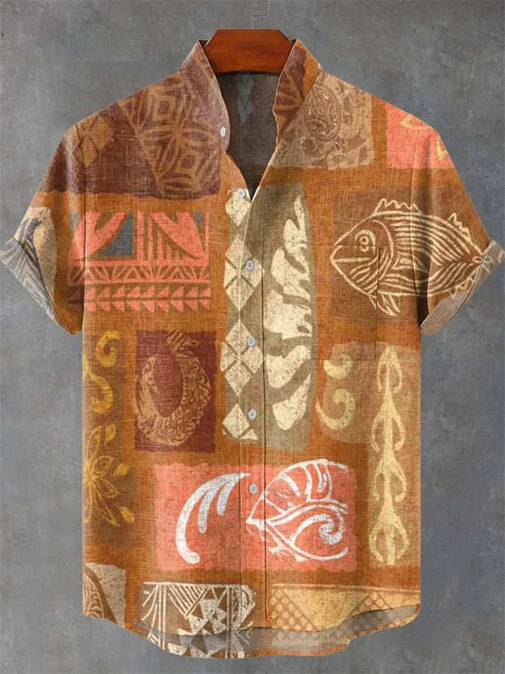 🐙 The Vintage Cephalopod: Premium Men’s Hawaiian Linen Shirt – High-Definition Retro Octopus Graphic Print, Breathable Organic Cotton-Linen Blend, and Sophisticated Loose-Fit Holiday Button-Down