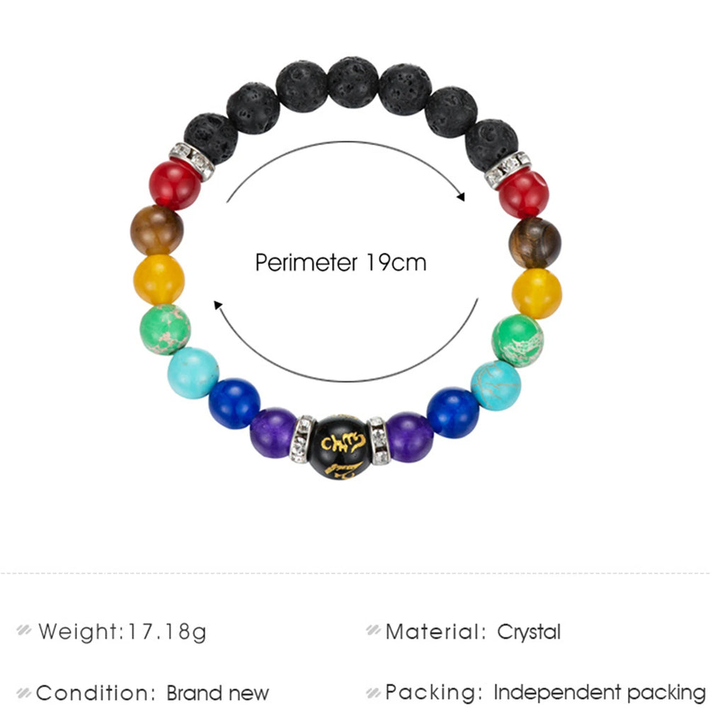 🧘‍♂️ 2pcs 7 Chakra Bracelets with Meaning Cards | Natural Crystal Healing Jewellery | Anxiety Relief & Energy Balancing | Mandala Yoga Bracelet | Gift for Men and Women