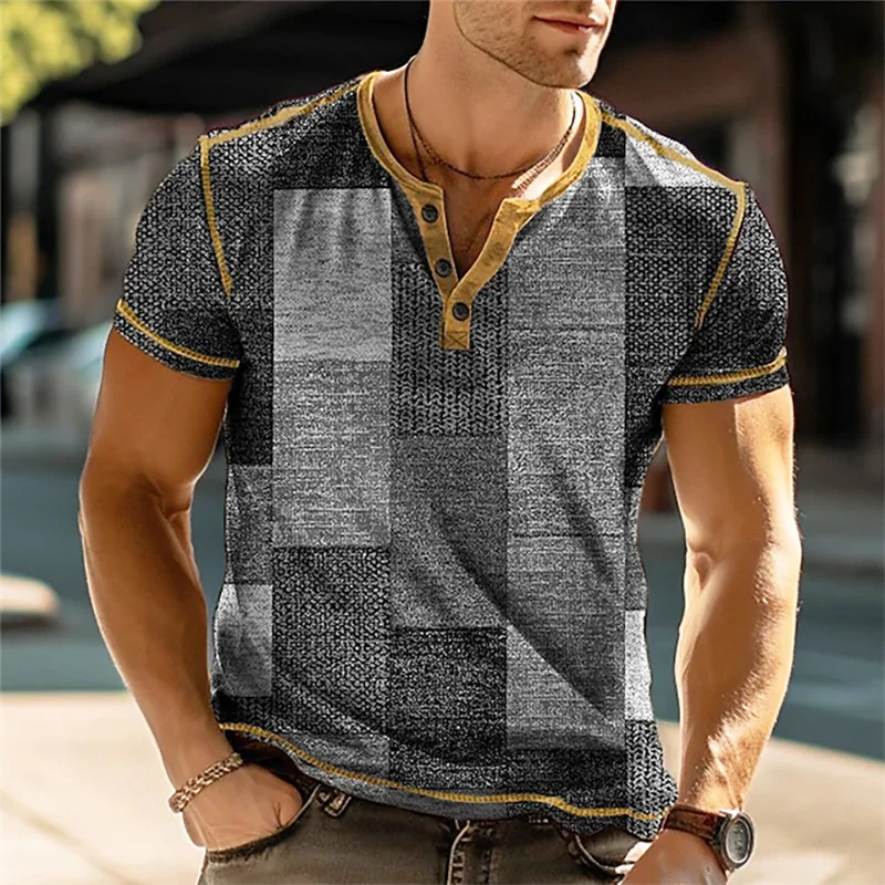 🧱 The Geometric 3D Block Masterpiece: Premium Men's Oversized Vintage Shirt – High-Definition 3D Digital Print, Breathable Short-Sleeve Button-Down, and Sophisticated Streetwear Silhouette