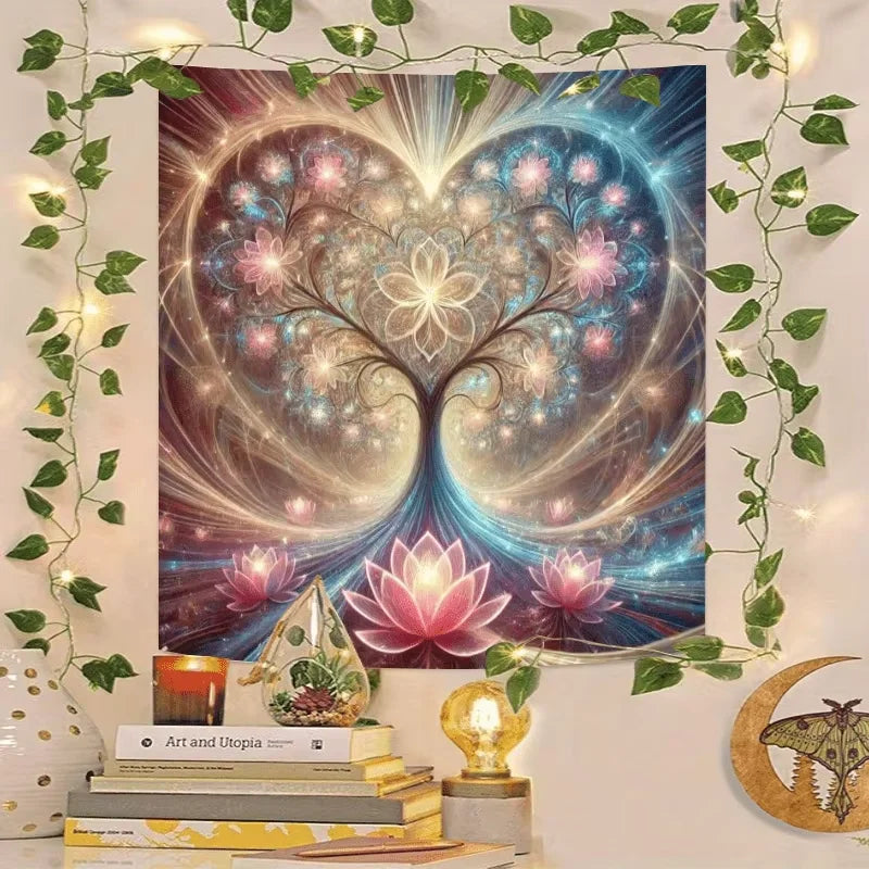 🃏 VIKAMA Floral Heart Tarot Tablecloth – Square Altar Cloth for Romantic Tarot Divination & Witchy Home Decor