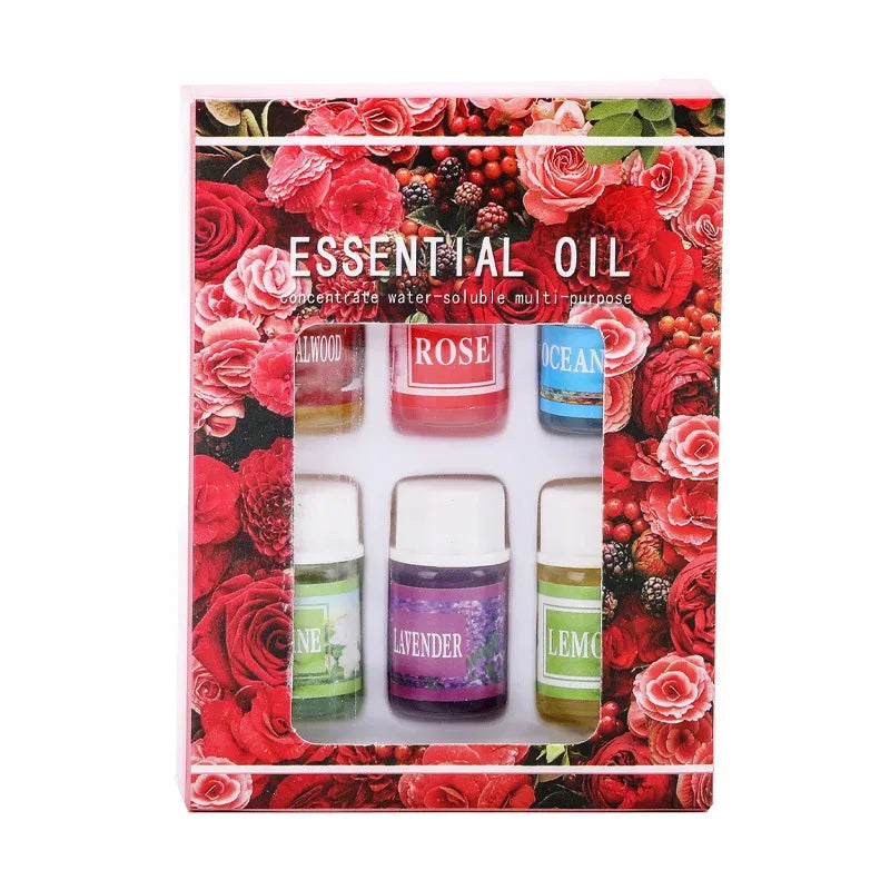 6PCS 3ML Essential Oil for Aromatherapy Diffuser Humidifier Stone Natural Plant Air Freshener Fragrance Lavender Jasmine Perfume 3ml Mixed