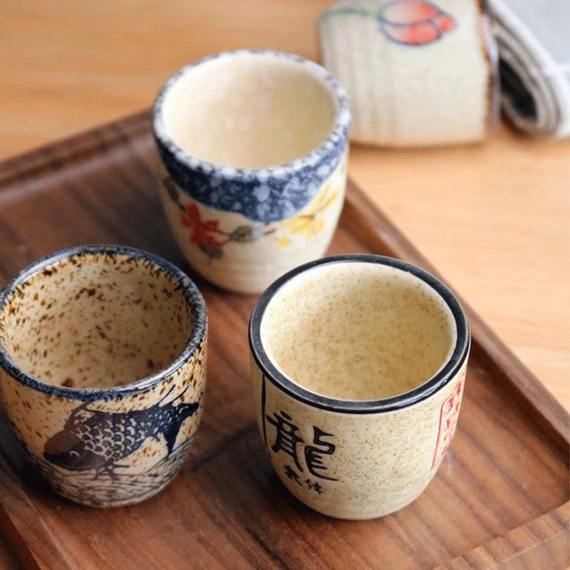 🍶 50ml Japanese-Style Ceramic Antique White Wine Cup – Classic Sake Set, Retro Coffee Cup & Shochu Pot for Home | Free Shipping