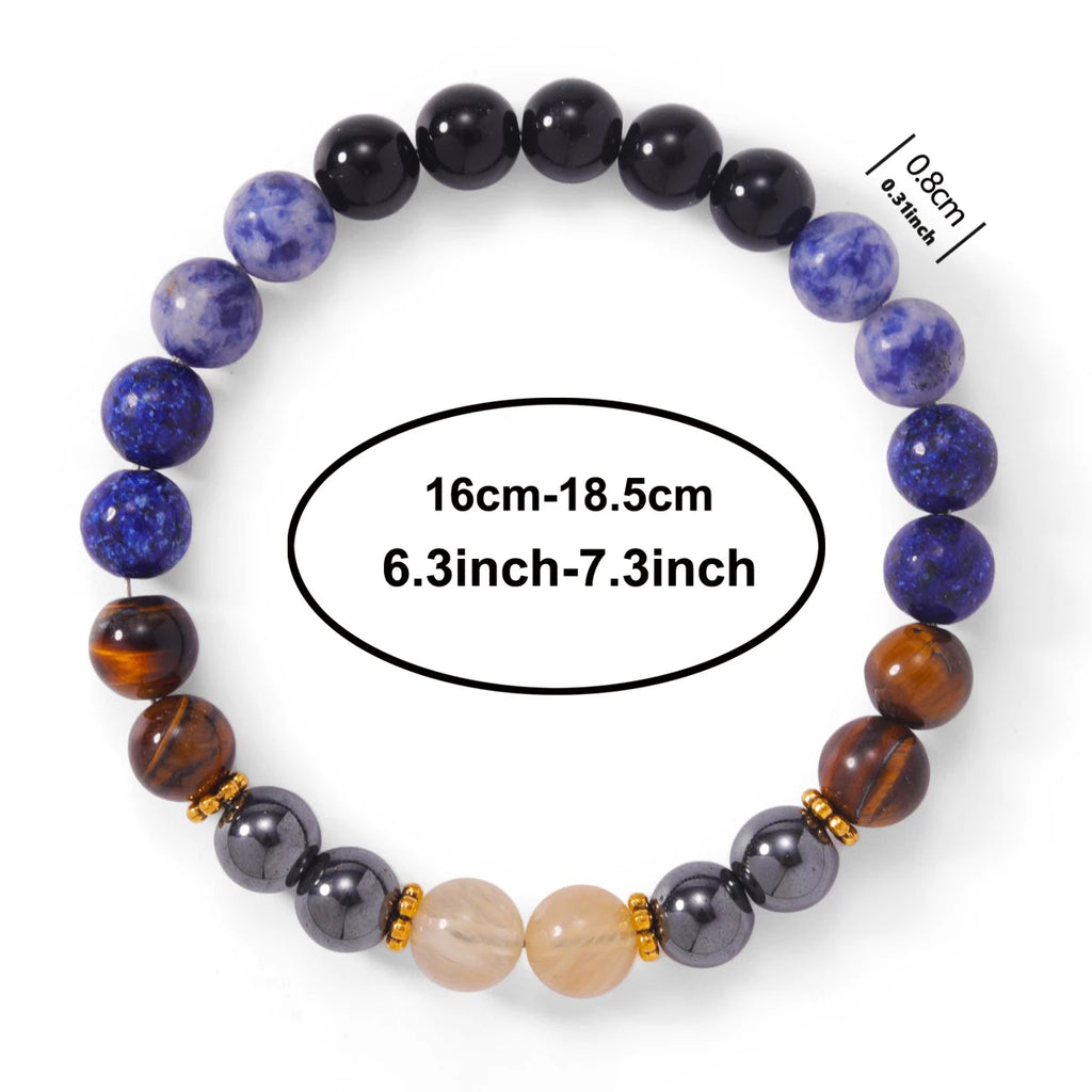 ✨ Sodalite, Tiger's Eye, and Lapis Lazuli Crystal Beaded Bracelet – Natural Stone Jewelry with Citrine Accents for Women