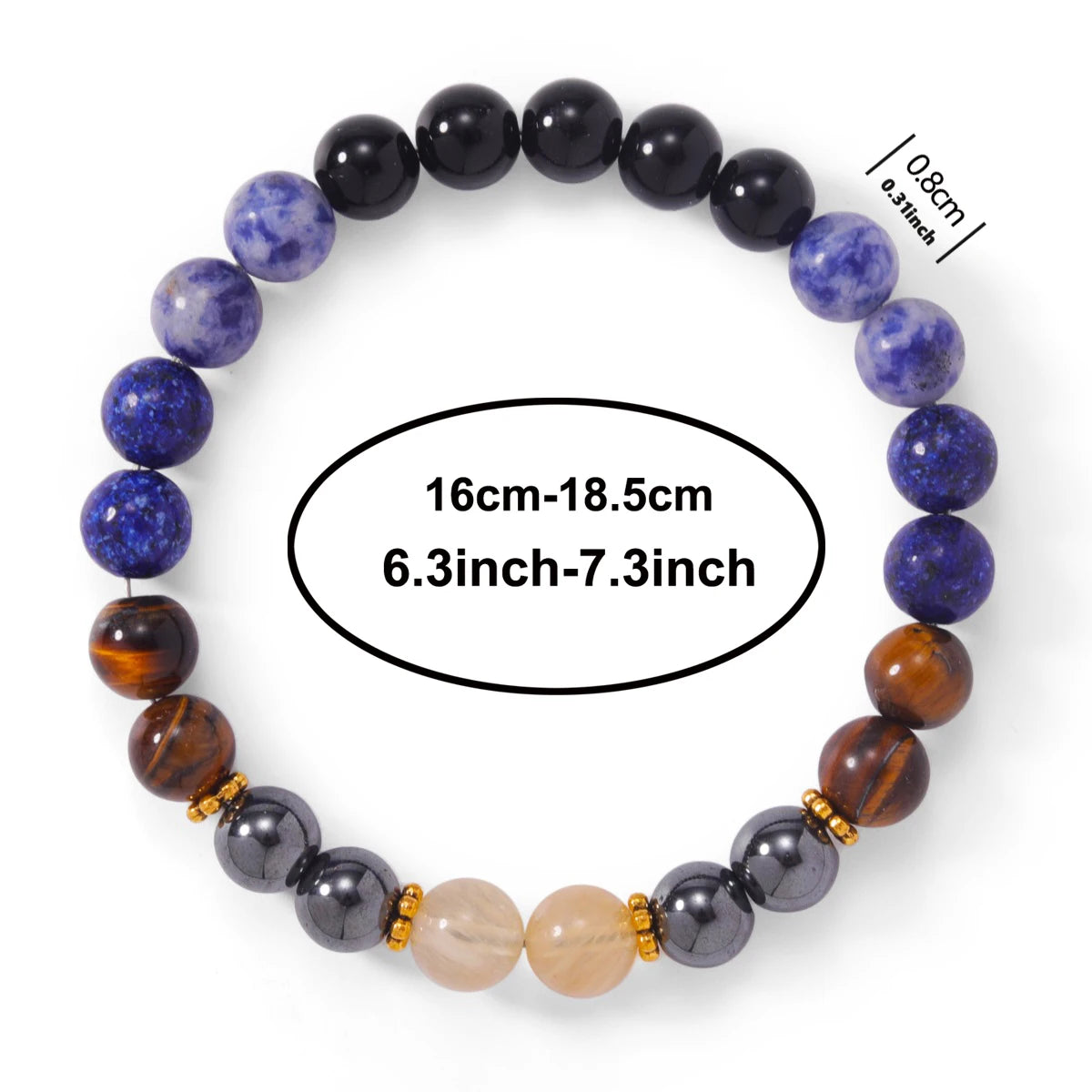 ✨ Sodalite, Tiger's Eye, and Lapis Lazuli Crystal Beaded Bracelet – Natural Stone Jewelry with Citrine Accents for Women