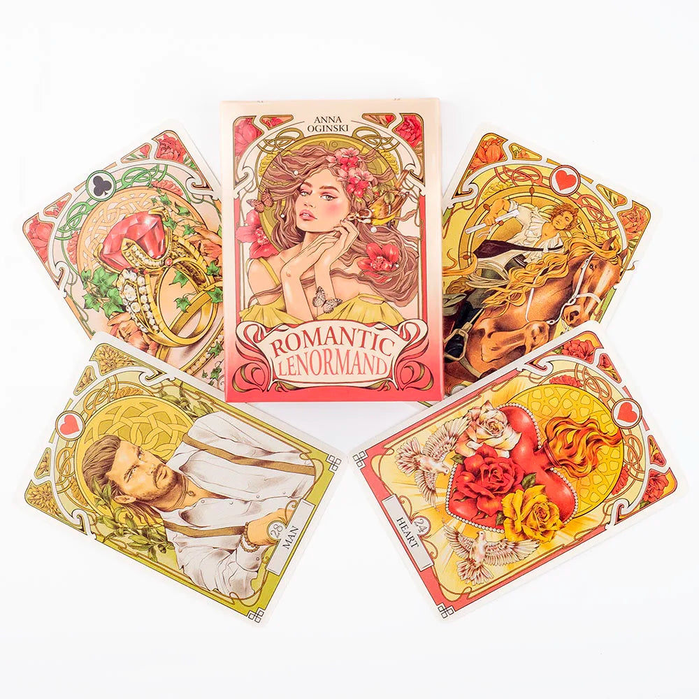 🌸 Romantic Lenormand Oracle Cards – 37 Cards | Art Nouveau Floral Motifs | English Edition | Party Board & Playing Game | Elegant and Intuitive Deck