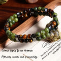 🐯🍀 The "Double Wealth Engine": Tiger Eye & Green Aventurine 2-Layer Prosperity Bracelet