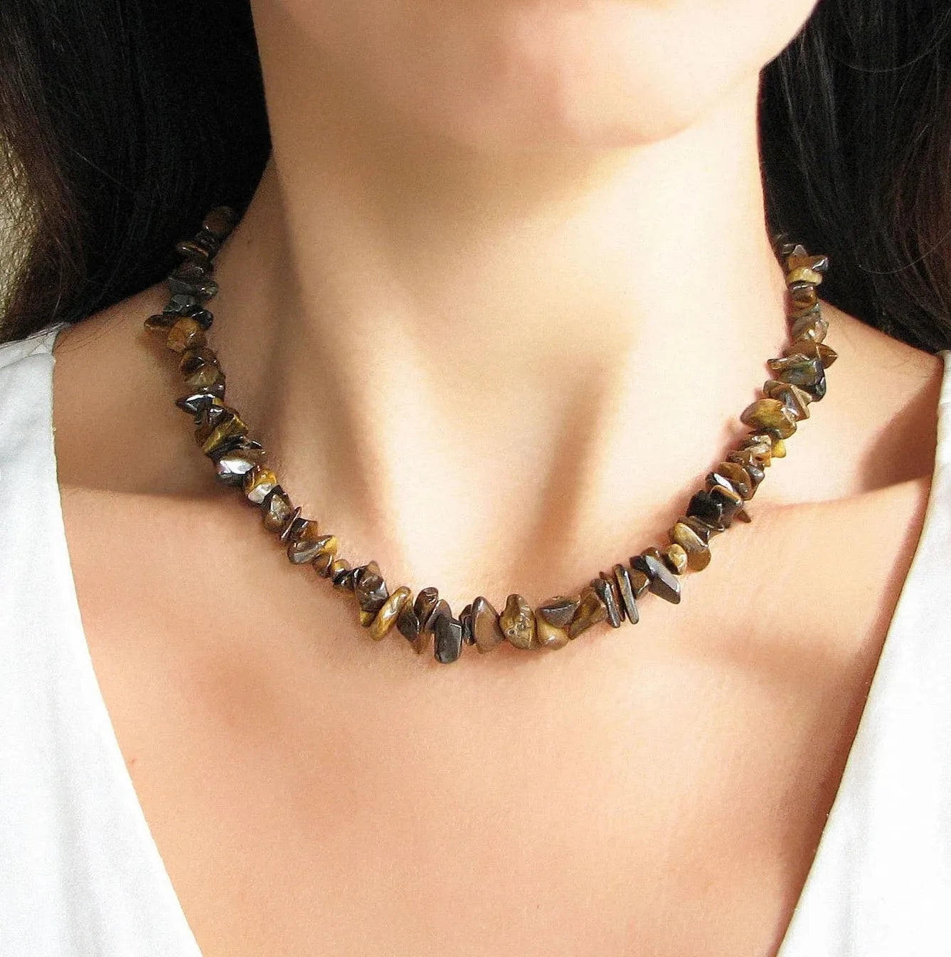 ✨ Turquoise Crystal Beaded Necklace – Perfect 11th Anniversary Gift for Wife – December Birthstone & Chakra Chip Choker A111212