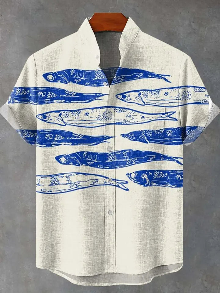 🦞 The Lobster-Luxe Coastal Masterpiece: Premium Men's Cotton-Linen Blend Short-Sleeve Shirt – High-Definition Lobster Graphic Print, Ultra-Breathable "Cool-Touch" Fabric, and Sophisticated Resort Fit