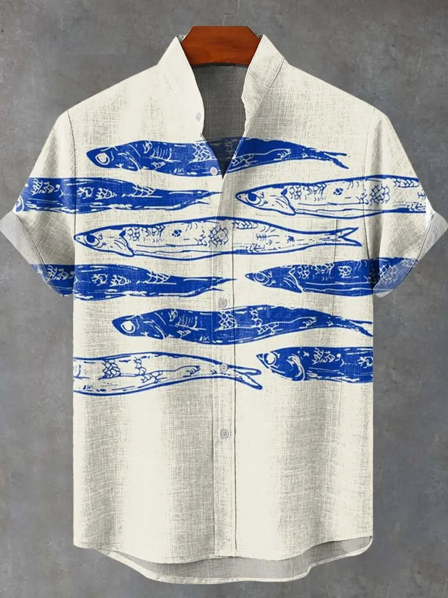 🦞 The Lobster-Luxe Coastal Masterpiece: Premium Men's Cotton-Linen Blend Short-Sleeve Shirt – High-Definition Lobster Graphic Print, Ultra-Breathable "Cool-Touch" Fabric, and Sophisticated Resort Fit SFQQQD1807