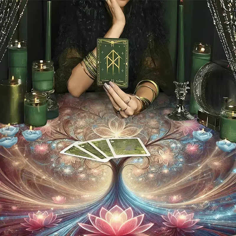 🃏 VIKAMA Floral Heart Tarot Tablecloth – Square Altar Cloth for Romantic Tarot Divination & Witchy Home Decor