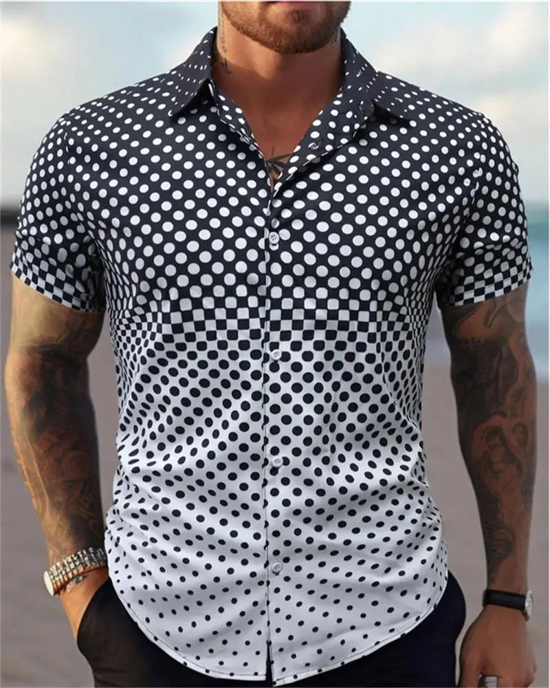 🎨 The Geometric 3D Block Masterpiece: Premium Men's Color-Block Hawaiian Shirt – High-Definition Digital Print, Breathable Short-Sleeve Button-Down, and Inclusive Oversized Silhouette (Up to 5XL) CS2024AQ2698