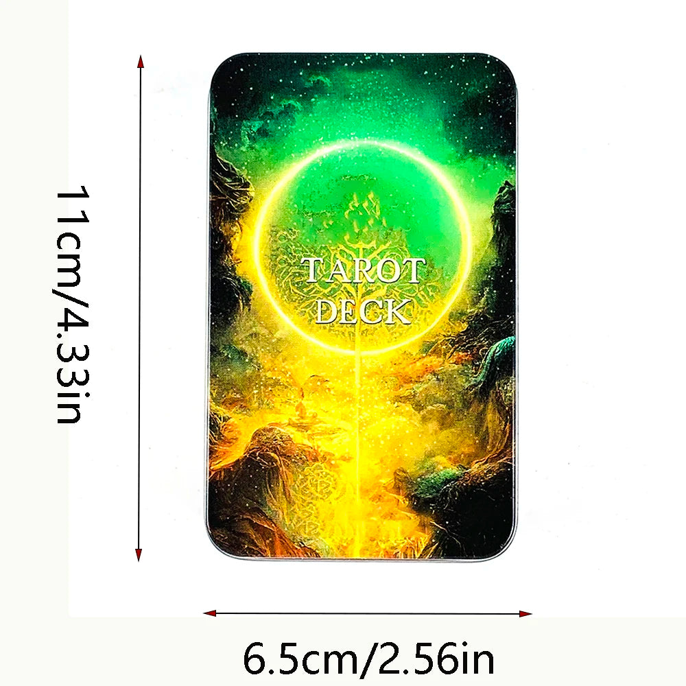🃏 High-Quality Tarot Deck with Tin Box Packaging – 78 Cards with Gilded Edges and Paper Guidebook for Fate Divination, Party Games, and Holiday Fun