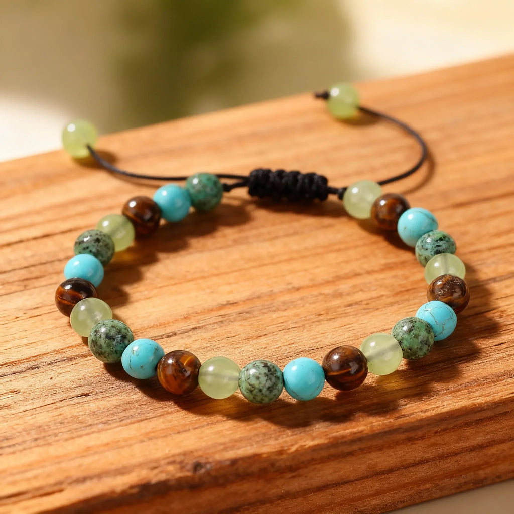 ✨ Classy Winter Jewelry – Yellow and Green Tiger Eye with African Pine Natural Stone Bracelet – Anxiety Relief for Family, Perfect Daily and Christmas Gift