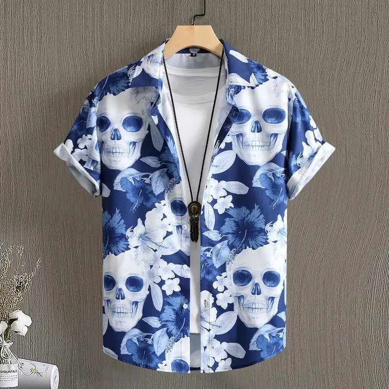 🏝️ The Harajuku-Hibiscus Y2K Masterpiece: Premium Men's Luxury Hawaiian Shirt – Retro Floral Graphic Print, Breathable Short-Sleeve Casual Top, and Signature Harajuku Oversized Silhouette