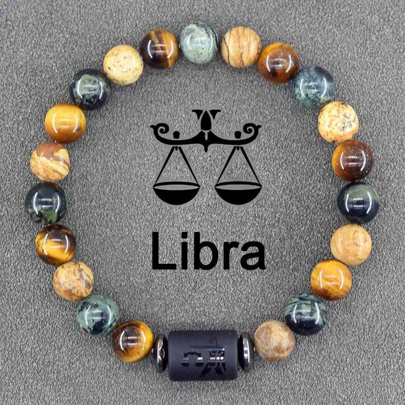 ✨ Zodiac Sign Bracelet Homme 12 Constellation Bangles – Adjustable Unisex Astrology Jewelry | Gemini, Virgo, Leo, Libra & More | Perfect Friendship Gift 10 8mm Beads