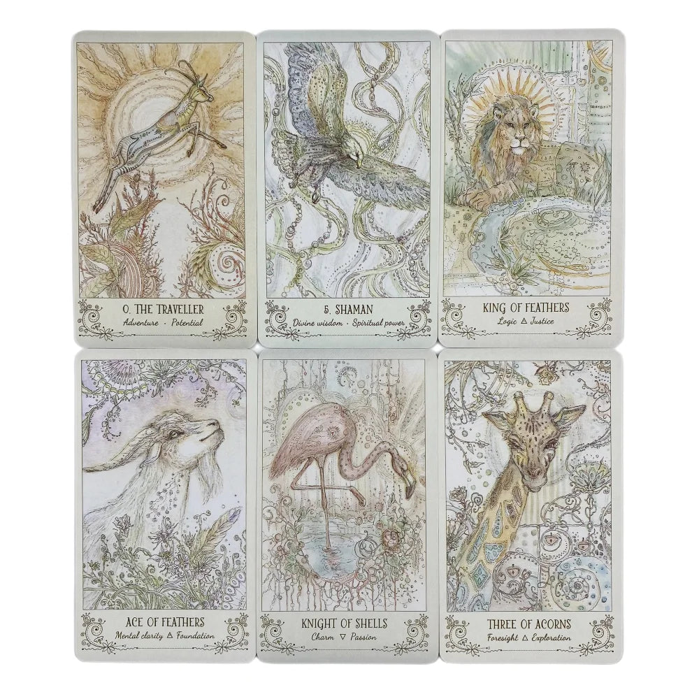 Spiritsong Tarot – 78-Card Animal Spirit Tarot Deck with 108-Page Guidebook, English Edition