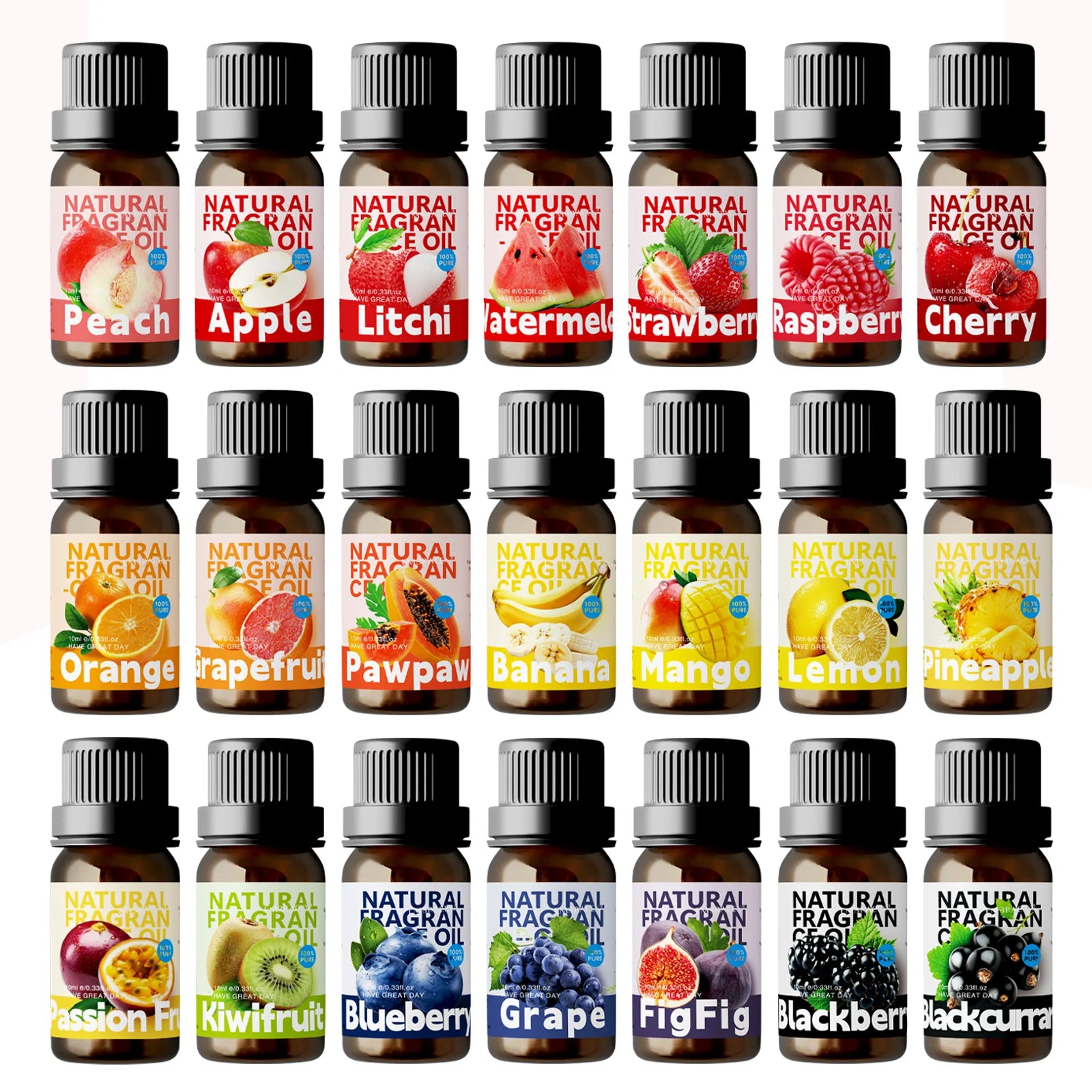 🍊 10ml Fruity Essential Oils – Sweet Fruit Fragrance Collection for Diffusers, Candles, and Home Aromatherapy﻿