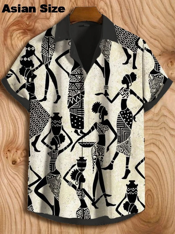 🌍 The Dashiki Street-Heritage Edition: Premium Men’s Vintage African Tribal Shirt – High-Definition Retro Dashiki Print, Breathable Urban-Luxe Fabric, and Sophisticated Short-Sleeve Streetwear Button-Down Shirts-SZF67198