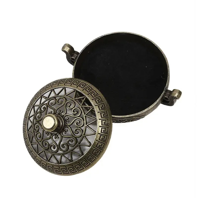 Antique Chinese Hollow Incense Burner – Miniature Decorative Holder with Cover for Sandalwood and Spiritual Aromatherapy