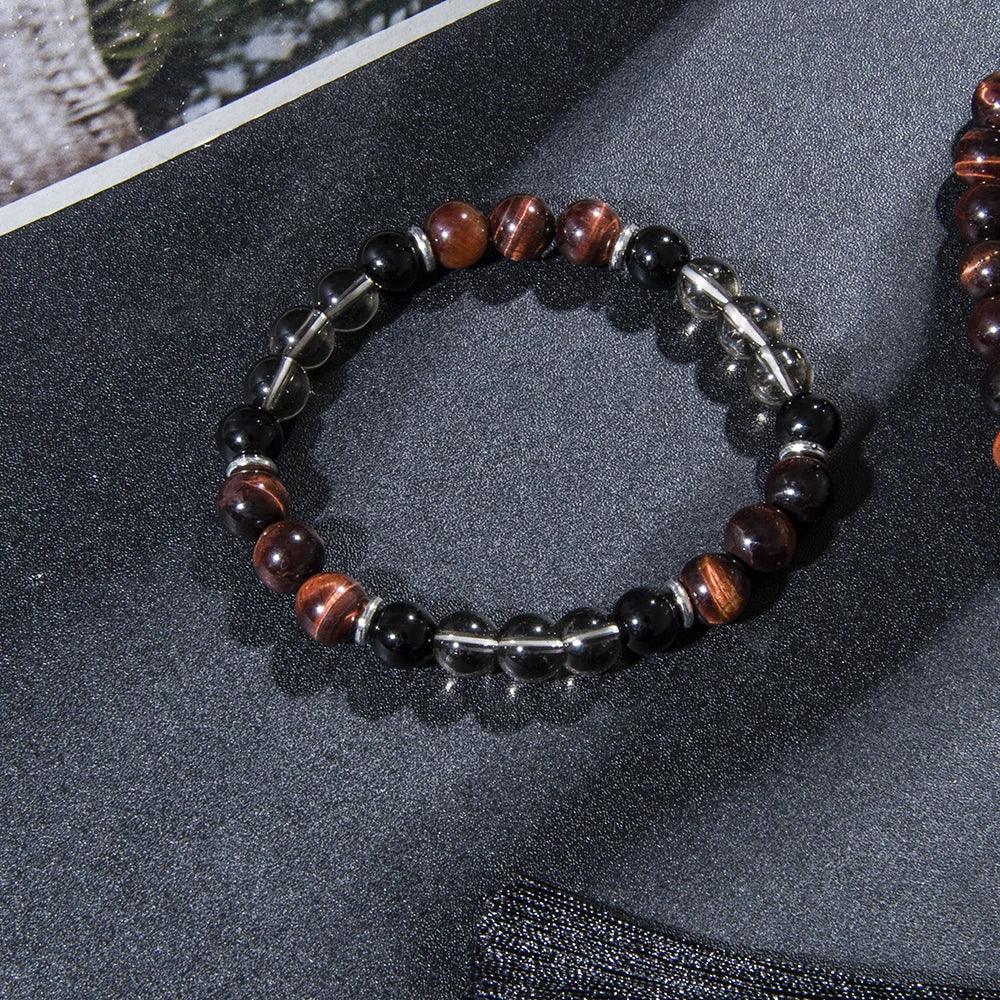 🔥 The "Ignite & Shield" Set: Red Tiger Eye & Black Onyx 108 Mala Necklace + Bracelet (Motivation & Protection)