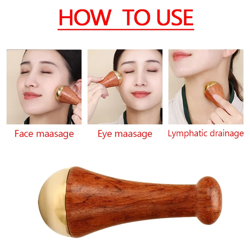 Guasha Massage Tool Face Gua Sha Face Copper Wood Scraping Stick Kansa Hammer for Face and Foot Massage﻿