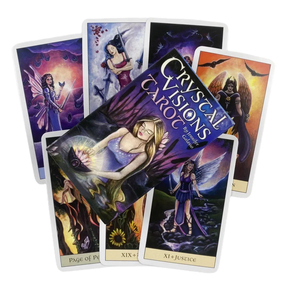 🌈 Crystal Visions Tarot Deck – Elegant 78-Card Rider-Waite Based System with Vivid Imagery for Spiritual Guidance and Entertainment TT65
