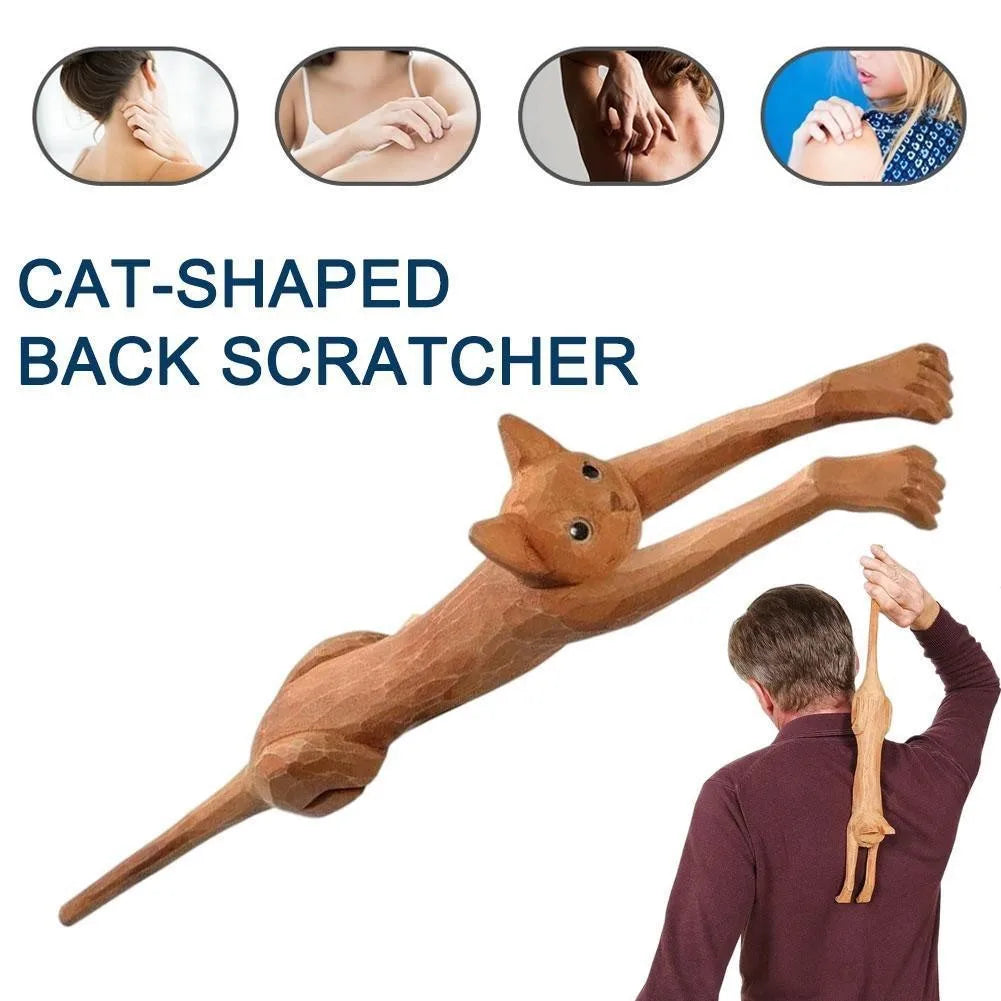 Cute Cat Shape Wooden Back Scratcher – Relaxing Claw Massage Tool for Itch Relief & Skin Protection﻿