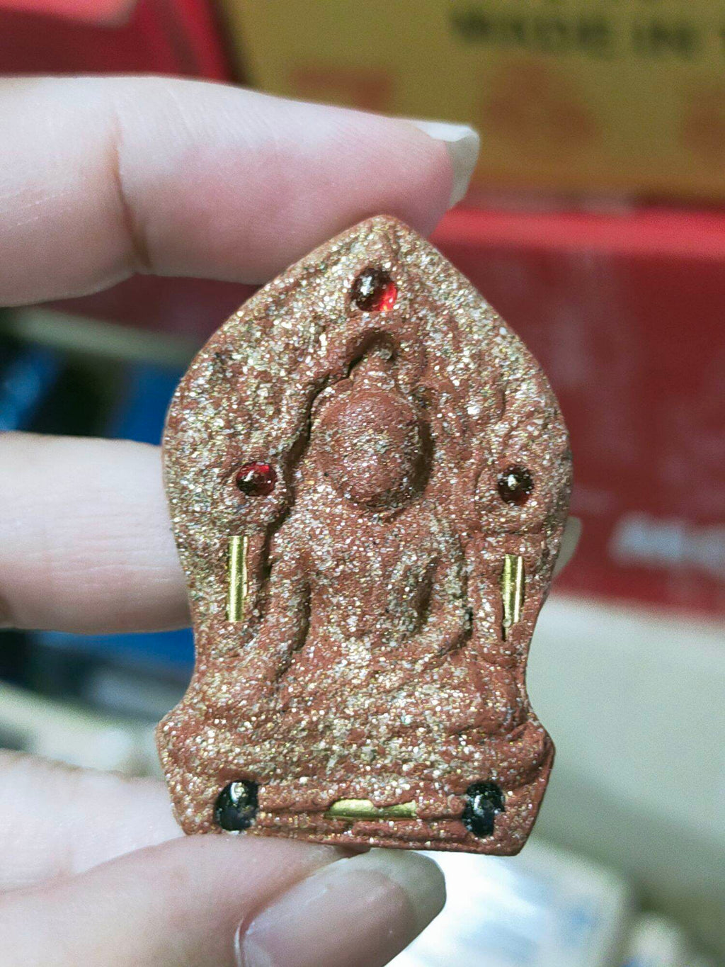 Authentic Khun Phon Ruam Amulet by Luang Pu Mahasila - Elite Naga Garuda Design with Stamped 999 and Sacred Gemstones Default Title