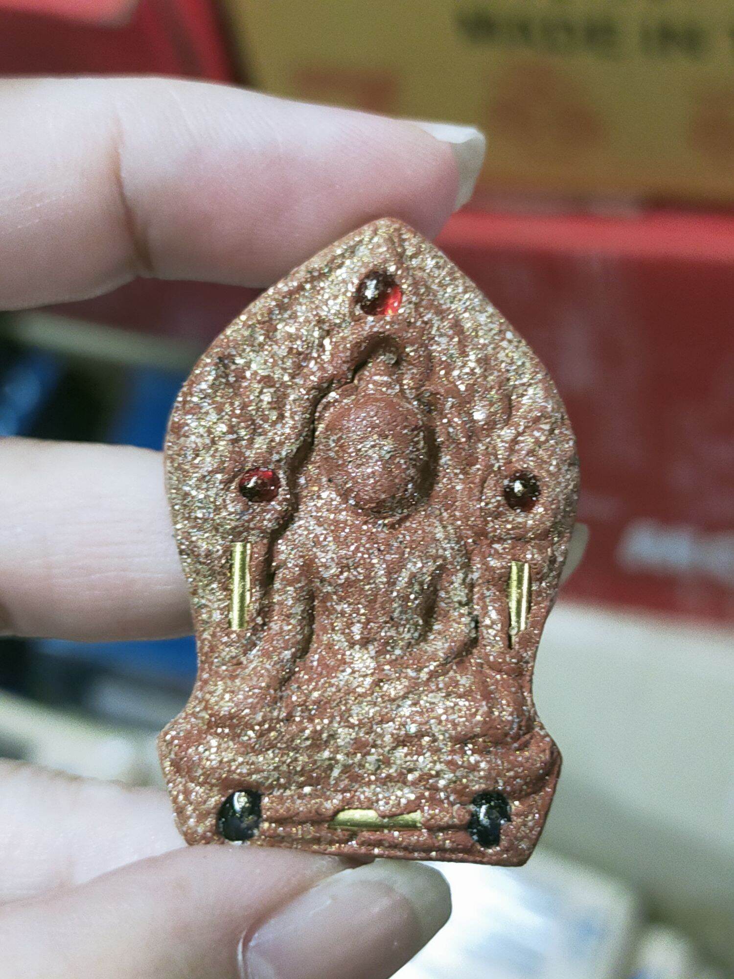 Authentic Khun Phon Ruam Amulet by Luang Pu Mahasila - Elite Naga Garuda Design with Stamped 999 and Sacred Gemstones Default Title