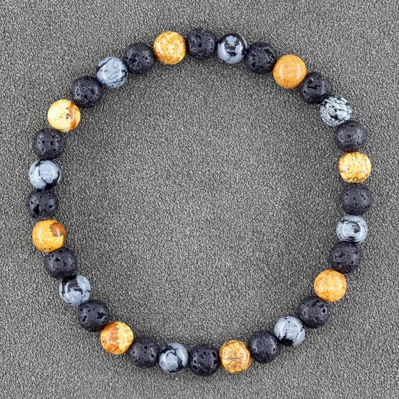 ✨ Natural African Pine Stone Beaded Bracelet – Authentic Picture Stone Bohemian Bangle for Men & Women – Volcanic Elastic Jewelry, Perfect Friendship Gift 28